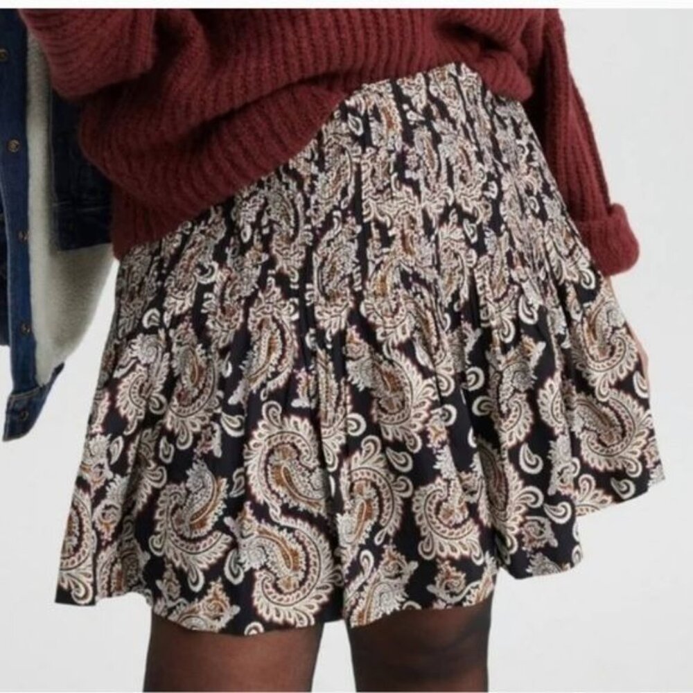 Anthropologie Paisley pleated mini‎ skirt size M
